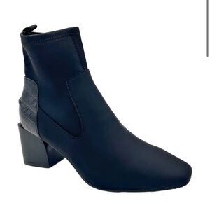 Donald Pliner ABBIE WOMENS SUEDE SQUARE TOE ANKLE BOOTS BLACK Sz 9 Y2K